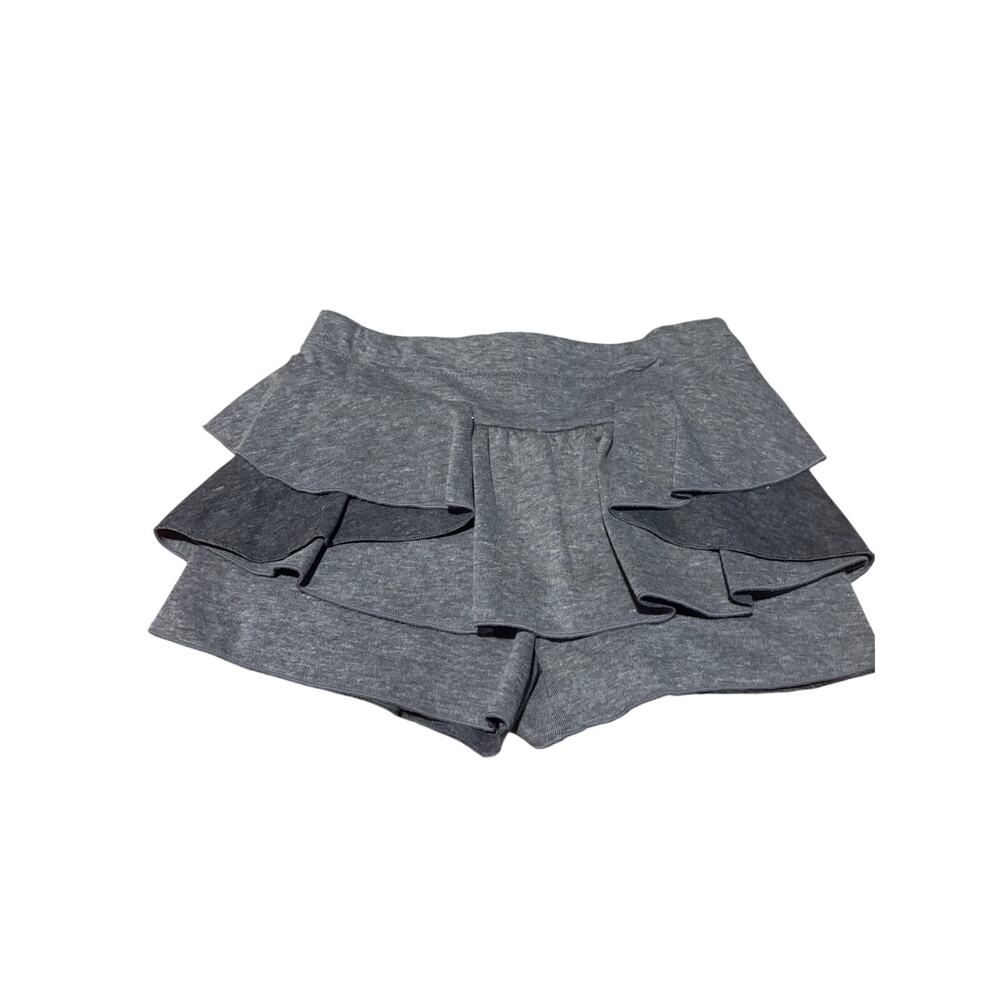 E.Land 5 mixed charcoal skort with ruffled tier skirt over short adjustable nwot